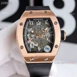 Knockoff Richard Mille RM 030 Rose Gold Watch Black Rubber Strap 